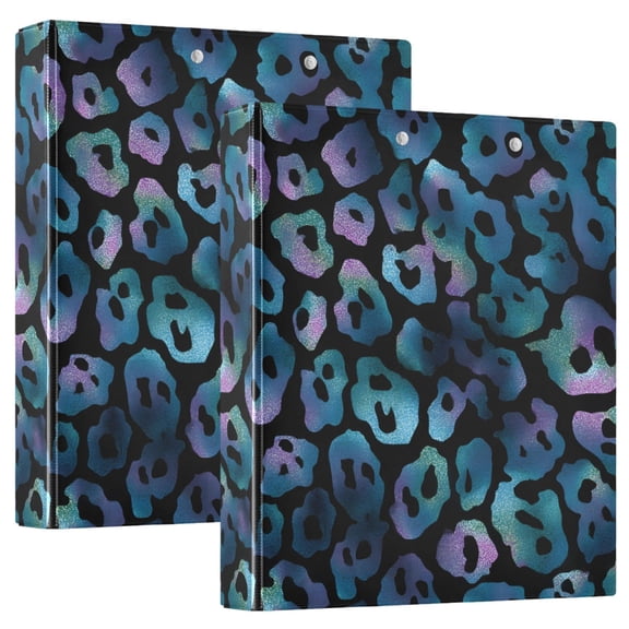 ALAZA Glittery Leopard Hardcover 3 Ring Binder 1.5" D-Rings with Interior Pockets Binders School 2 PCs