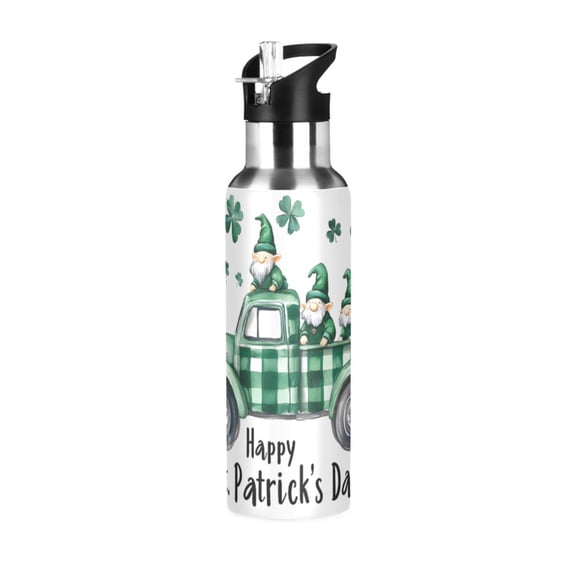 ALAZA Gnomes on Truck Water Bottle Insulated Flask Stainless Steel Straw Lid 20 oz