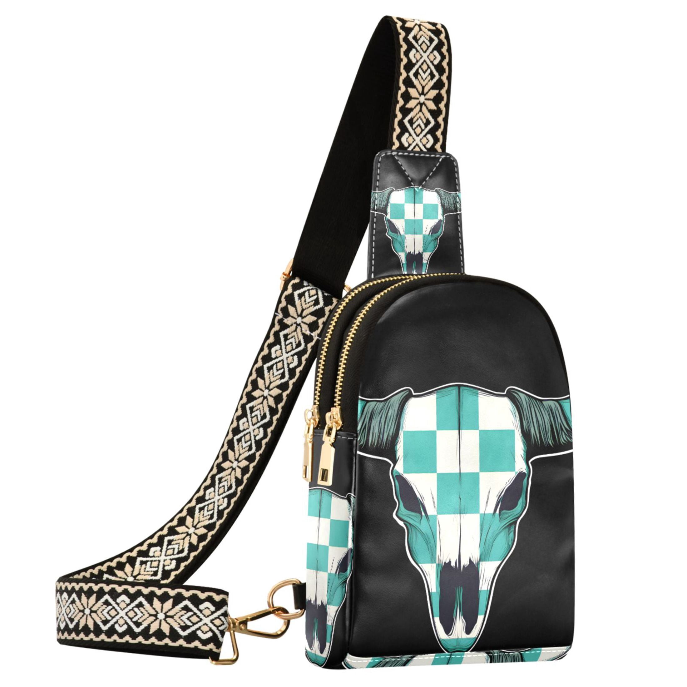 ALAZA Goat Checkered Sling Bag for Women Men Waterproof Crossbody Chest Bags
