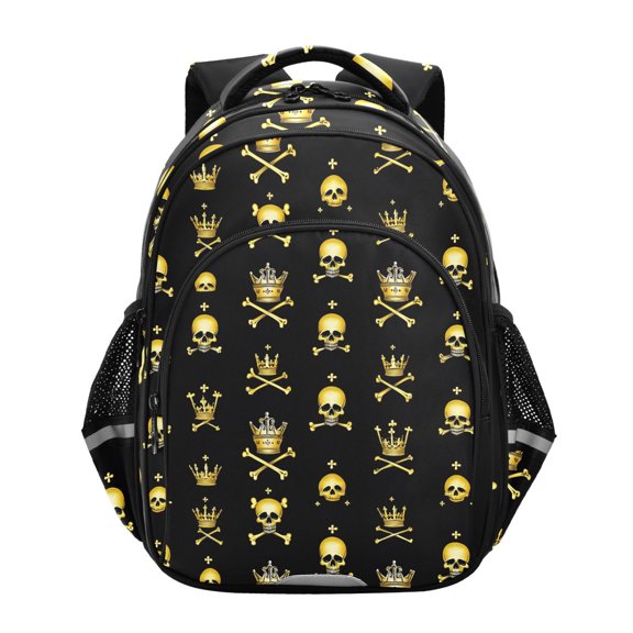 ALAZA Gold Skull School Backpack Elementary Bag Bookbag Travel Rucksack