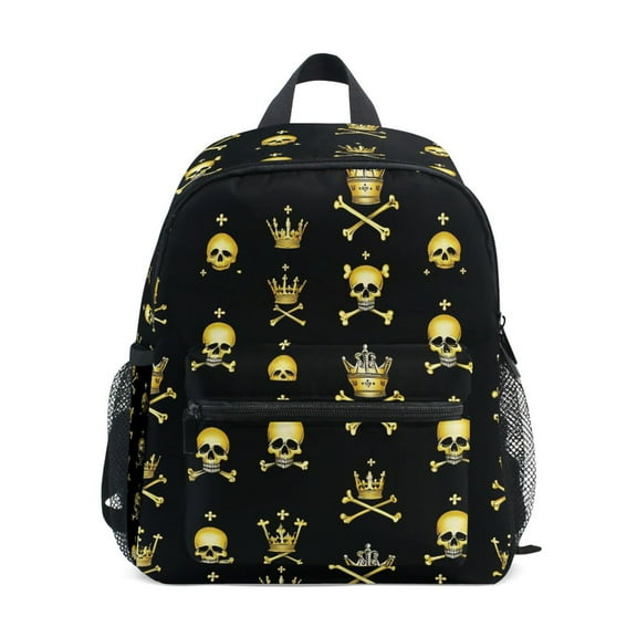 ALAZA Gold Skull School Backpack Small Bookbag Mini Bags