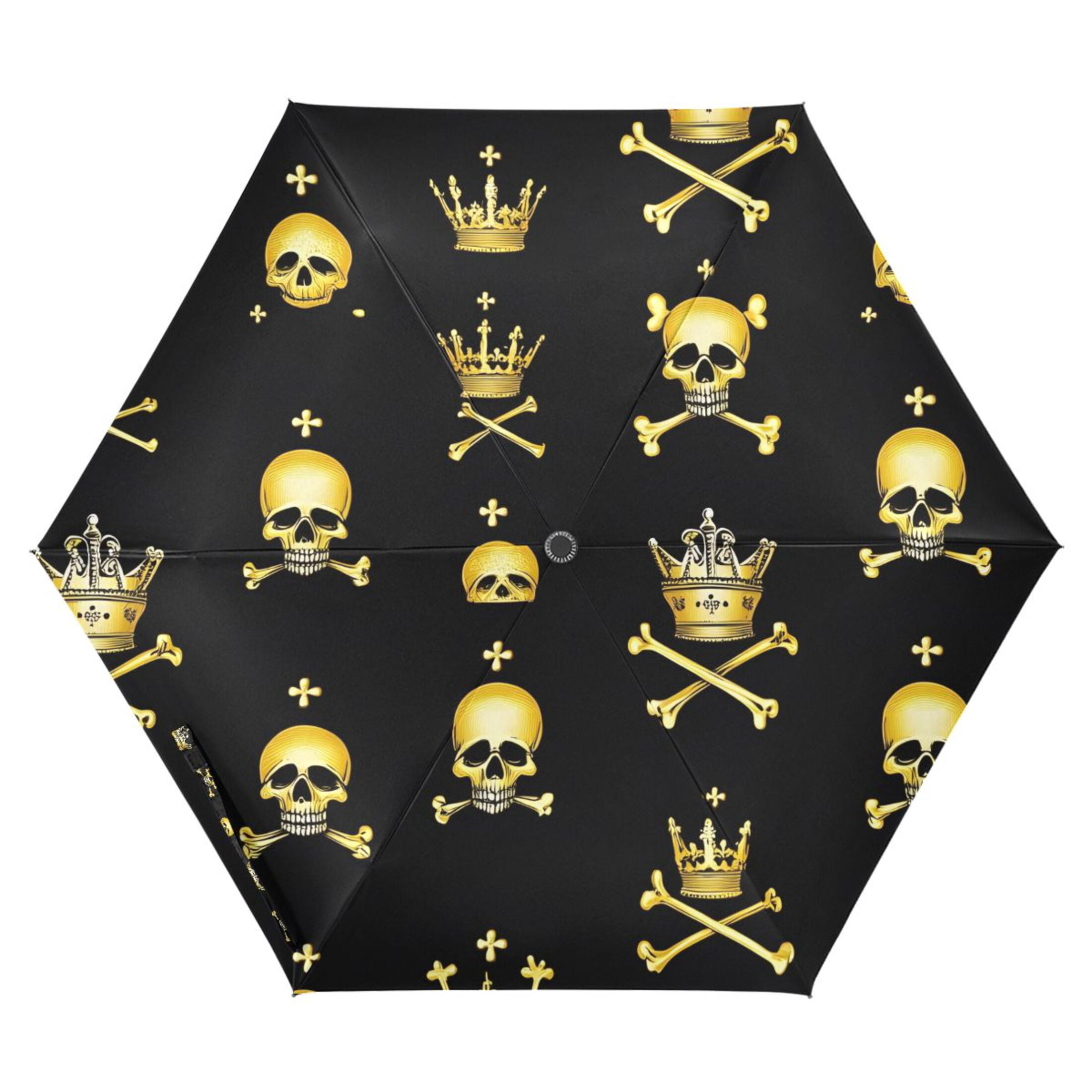 ALAZA Gold Skull UPF 50+ Compact Folding Umbrella for Rain Travel Umbrella Packable