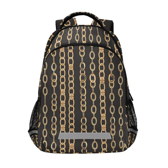 ALAZA Golden Chain Pattern Backpack Elementary School Bag Bookbag Travel Rucksack