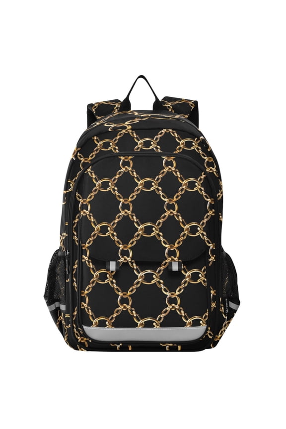 Golden Chains Laptop Backpack Purse Travel Bag Casual School Bookbag Rucksack for Women Men