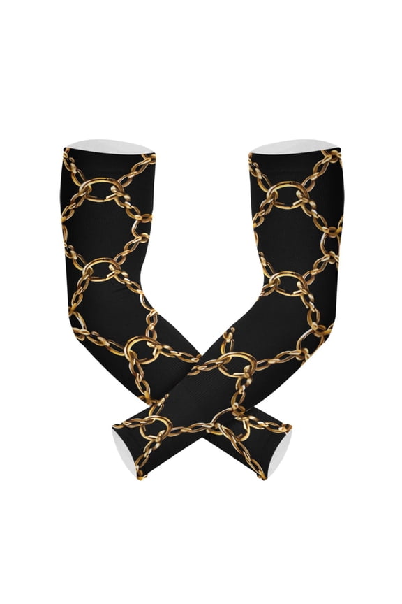 Golden Chains UV Sun Protection Arm Sleeves UPF 50+ Compression Cooling Sleeve 1 Pair
