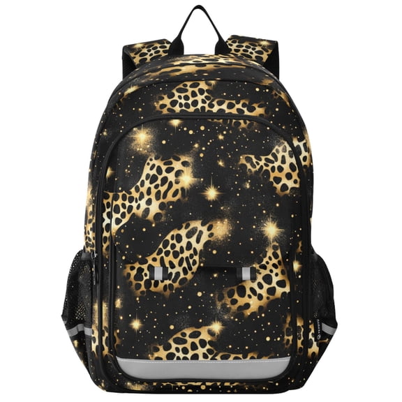 ALAZA Golden Leopard Print Laptop Backpack Purse Travel Bag Casual School Bookbag Rucksack for Women Men