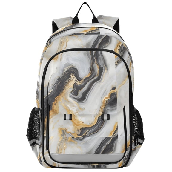 ALAZA Golden Marble White Laptop Backpack Purse Travel Bag Casual School Bookbag Rucksack for Women Men