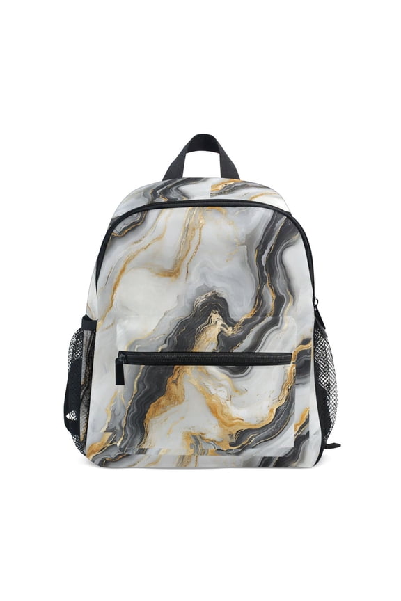 Golden Marble White School Backpack Small Bookbag Mini Bags