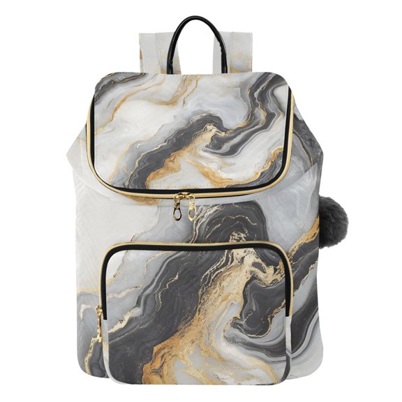 ALAZA Golden Marble White Travel Backpack Laptop Bag Large Capacity Daypack