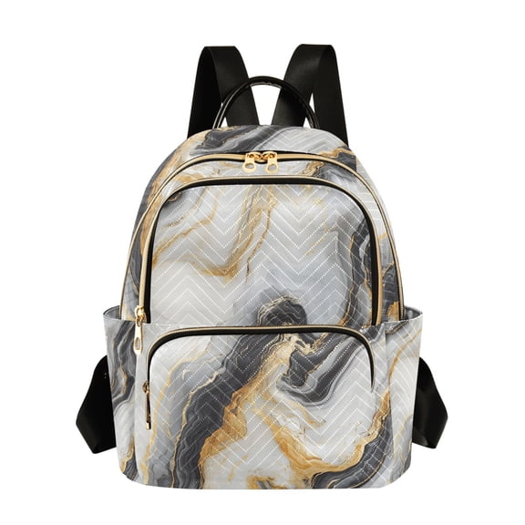ALAZA Golden Marble White Womens Travel Laptop Backpack Large Daypack Ladies Shoulder Bags S