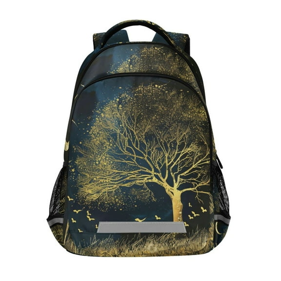 ALAZA Golden Night Tree Backpack Elementary School Bag Bookbag Travel Rucksack