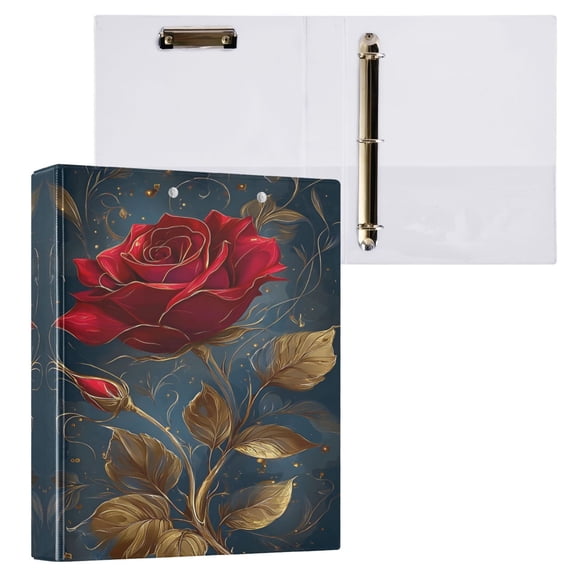 ALAZA Golden Roses Hardcover 3 Ring Binder 1.5" D-Rings with Interior Pockets Binders School 1 PC