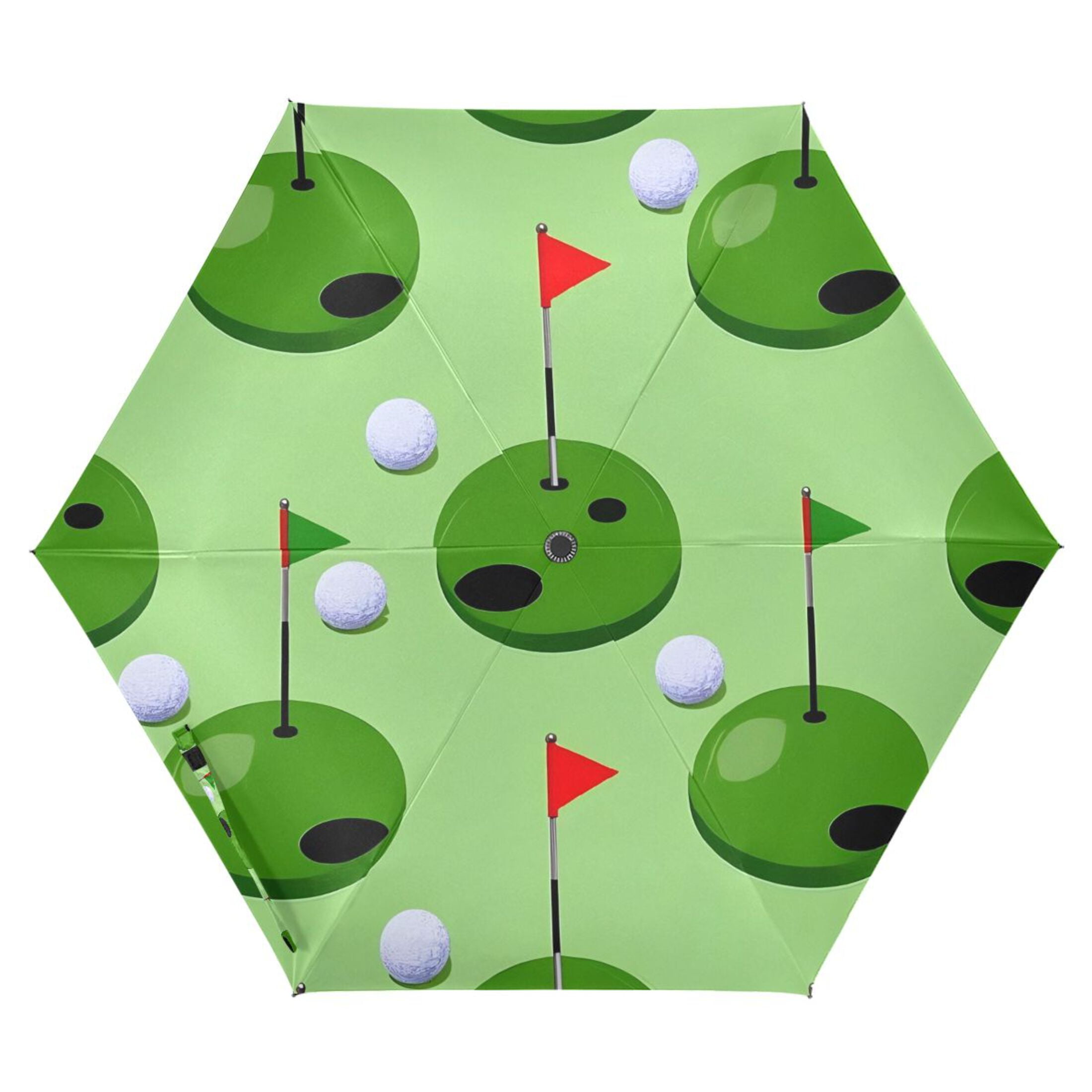 ALAZA Golf Ball and Flag UPF 50+ Compact Folding Umbrella for Rain Travel Umbrella Packable