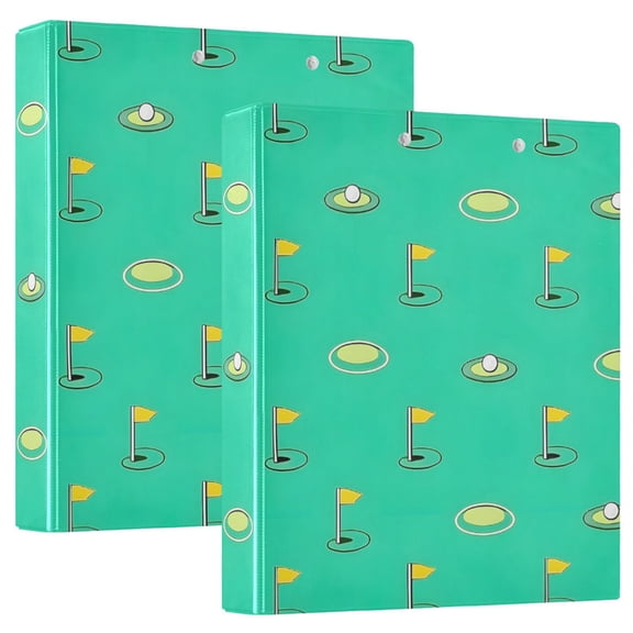 ALAZA Golf Balls Hardcover 3 Ring Binder 1.5" Round Rings Interior Pockets Binders Organizer 2 Pack