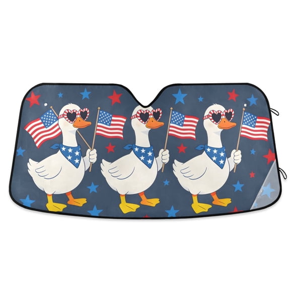 ALAZA Goose with Flag Pattern Car Windshield Sun Shade Foldable UV Ray Sunshade Visor Protector 55 x 27.6in