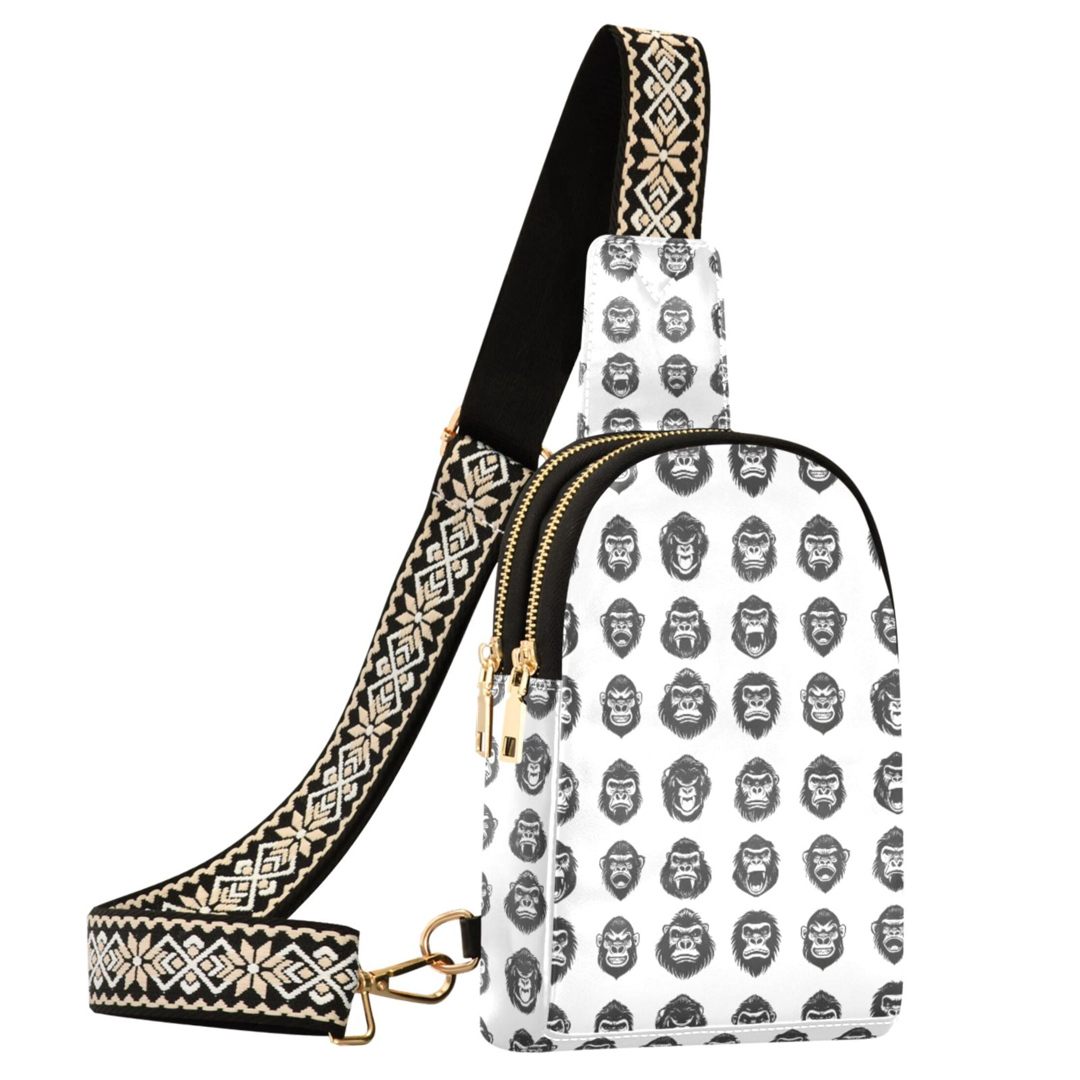 ALAZA Gorilla Pattern Sling Bag for Women Men Waterproof Crossbody Chest Bags