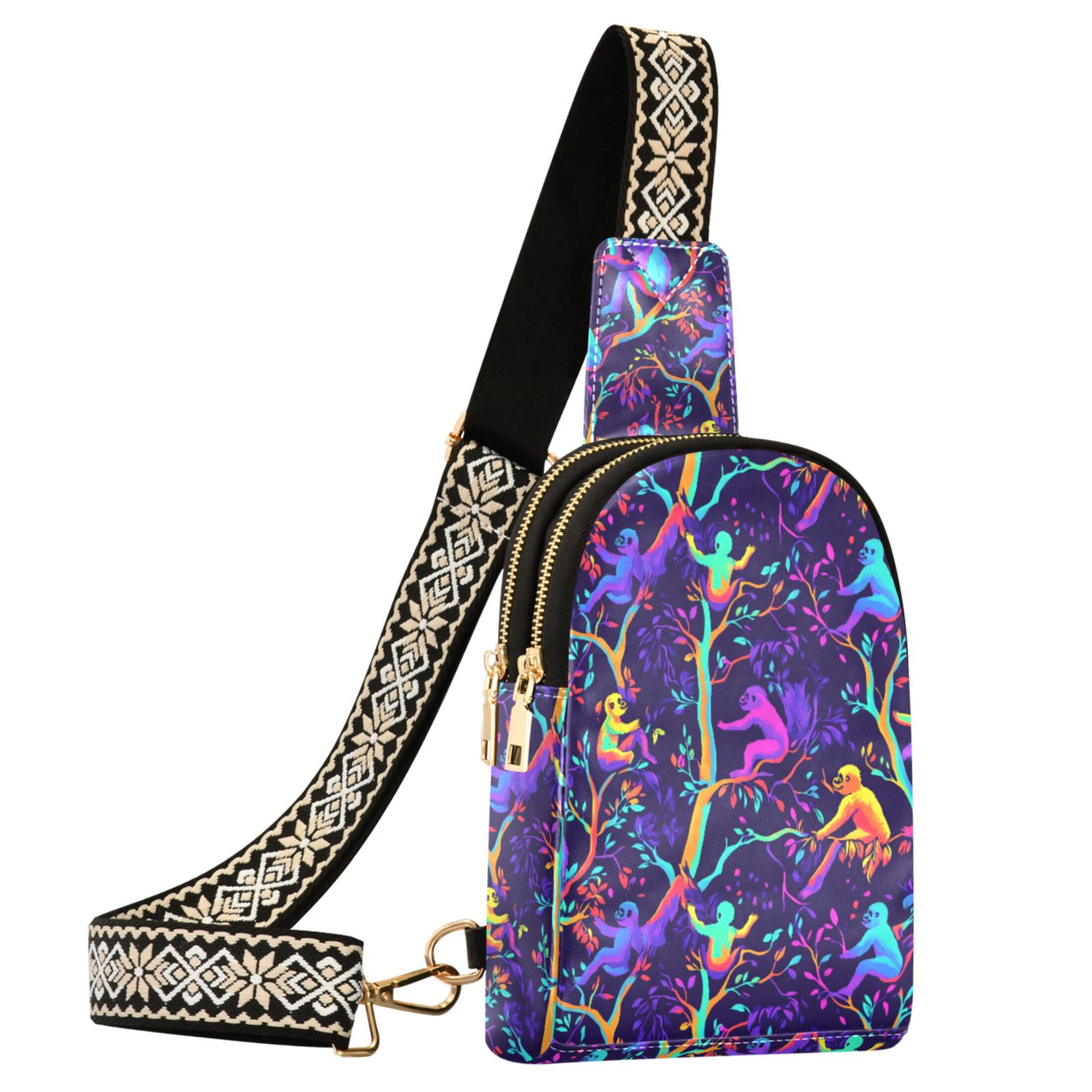 ALAZA Gorillas Magic Style Sling Bag for Women Men Waterproof Crossbody Chest Bags