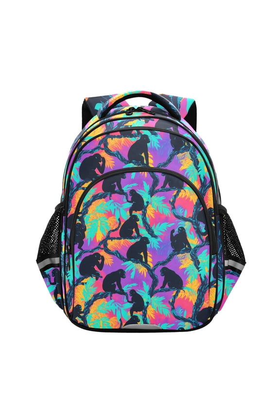 Gorillas Tie-dye Palm School Backpack Elementary Bag Bookbag Travel Rucksack