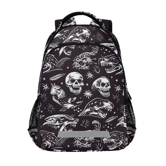 ALAZA Goth Skeletons Backpack Elementary School Bag Bookbag Travel Rucksack
