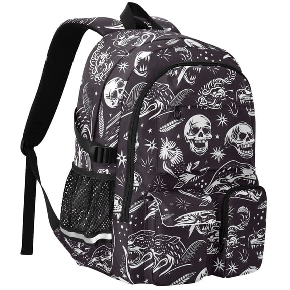 ALAZA Goth Skeletons Print Student Backpack School Bookbag Large Laptop Daypack Travel Bag