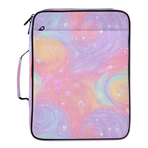 ALAZA Gradient Galaxy Pattern Expanding Accordion File Folder 3 Ring Zipper Binder Organizer Portable Document Bag