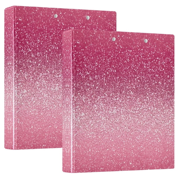 ALAZA Gradient Glitter Pink Hardcover 3 Ring Binder 1.5" D-Rings with Interior Pockets Binders School 2 PCs
