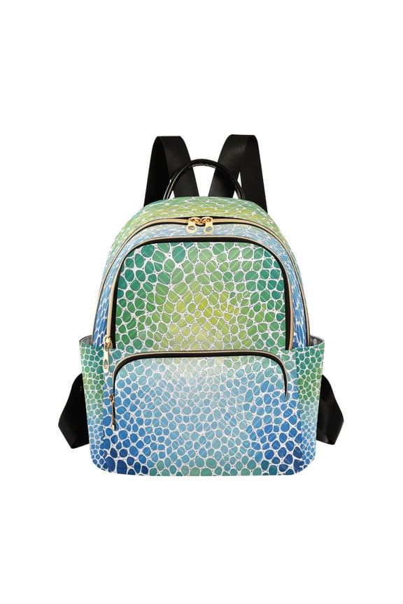 Gradient Green and Blue Womens Travel Laptop Backpack Large Daypack Ladies Shoulder Bags M
