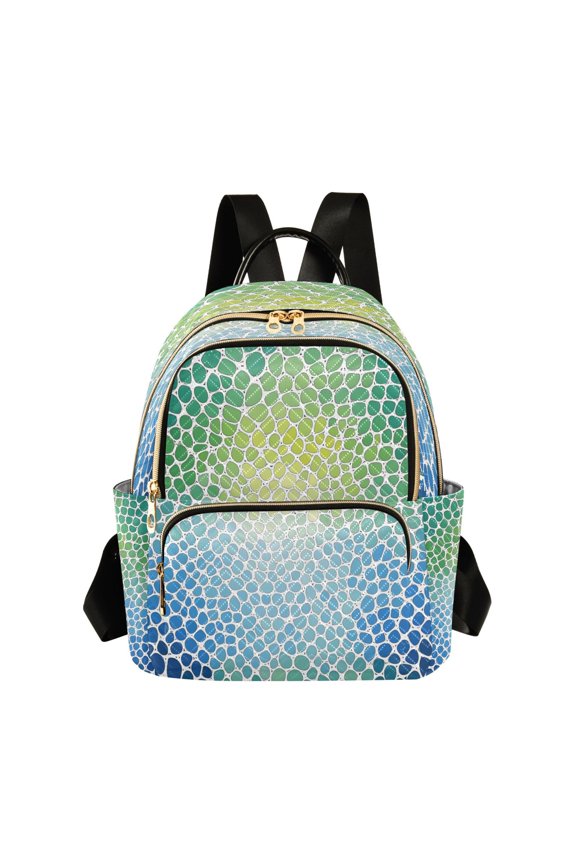 Gradient Green and Blue Womens Travel Laptop Backpack Large Daypack Ladies Shoulder Bags S