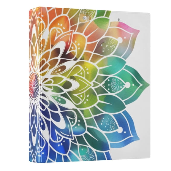 ALAZA Gradient Mandala Rainbow 3 Ring Binder 1.5 Inch Three Ring Office Binders w/ clipboard & 3 pockets, Hold 200 Sheets, 1 pc