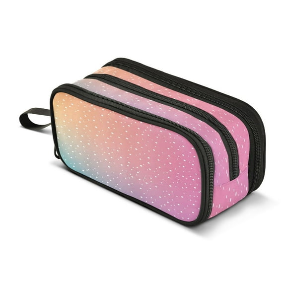 ALAZA Gradient Polka Dots Pencil Case Bag 3 Compartment Pen Pouch Large Storage Holder Box Organizer