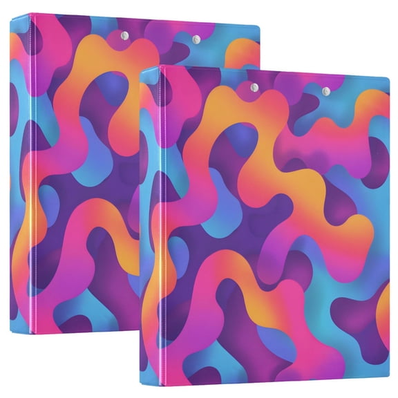 ALAZA Gradient Rainbow Hardcover 3 Ring Binder 1.5" D-Rings with Interior Pockets Binders School 2 PCs