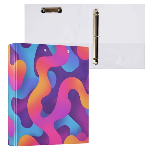 ALAZA Gradient Rainbow Hardcover 3 Ring Binder 1.5" Round Rings Interior Pockets Binders Organizer 1 Pack
