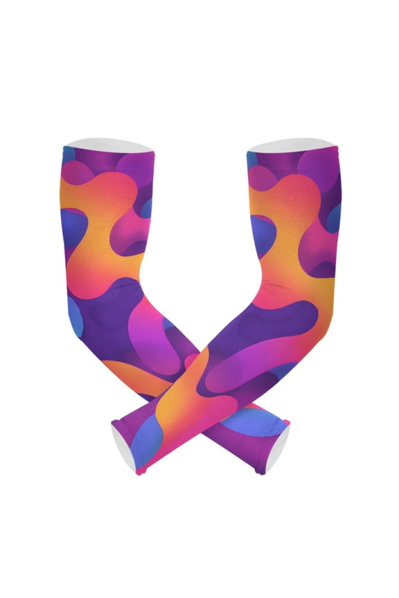 Gradient Rainbow UV Sun Protection Arm Sleeves UPF 50+ Compression Cooling Sleeve 1 Pair
