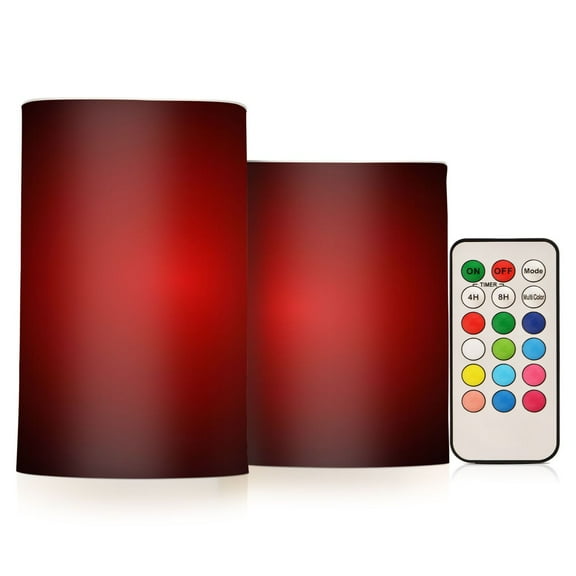 ALAZA Gradient Red 2 PCs LED Flickering Flameless Candles with Remote Timer Battery Operated Candle