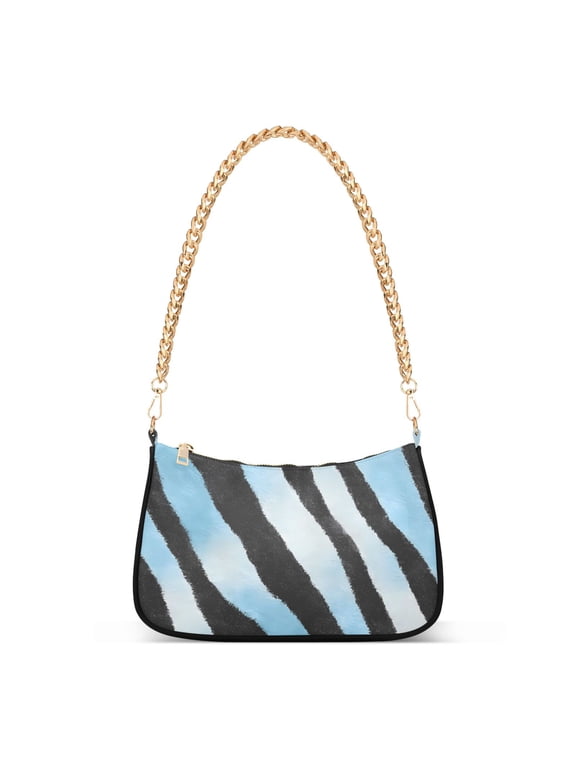 Gradient Zebra Pattern Women's Chain Shoulder Bag Hobo Handbag Tote Crossbody Purse
