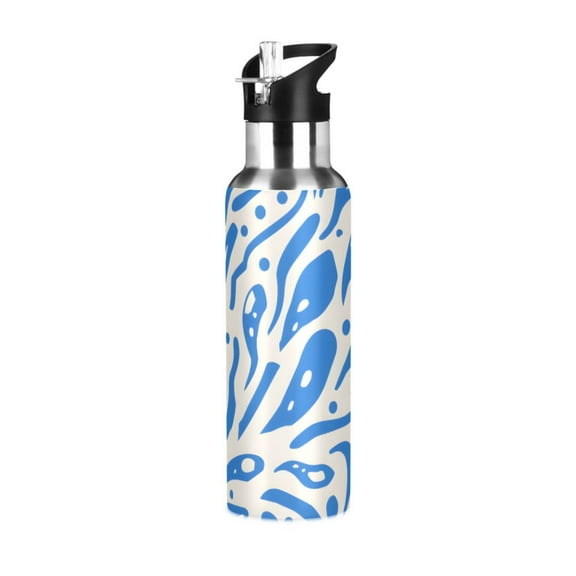 ALAZA Graffiti Blue Water Bottle Insulated Flask Stainless Steel Straw Lid 20 oz