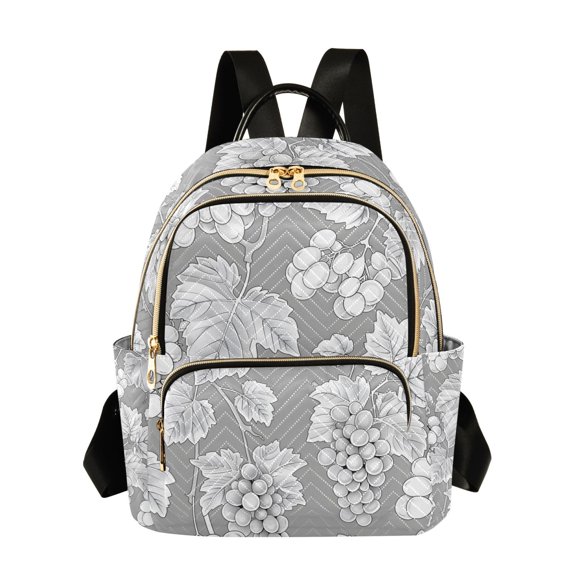 ALAZA Grape Pattern on Gray Womens Travel Laptop Backpack Large Daypack Ladies Shoulder Bags S