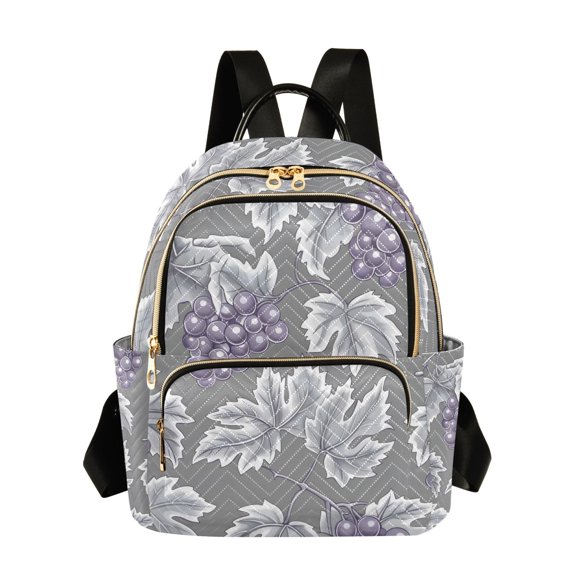 ALAZA Grape Print on Gray Womens Travel Laptop Backpack Large Daypack Ladies Shoulder Bags S