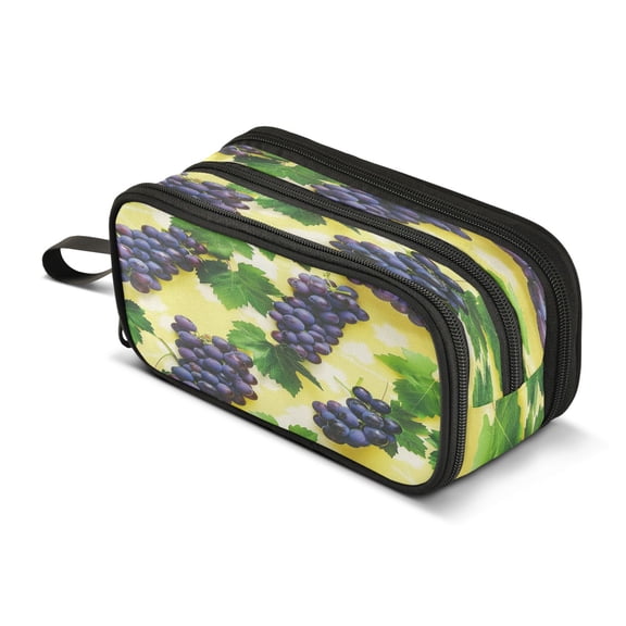 ALAZA Grapes Fruit Pencil Case Bag 3 Compartment Pen Pouch Large Storage Holder Box Organizer