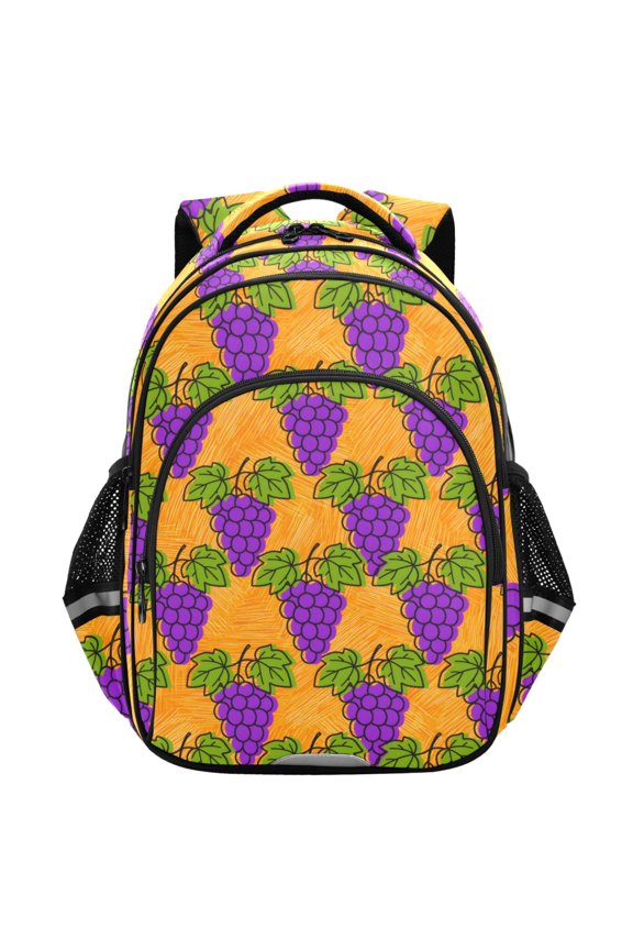 Grapes Hand Drawn School Backpack Elementary Bag Student Bookbag Travel Rucksack