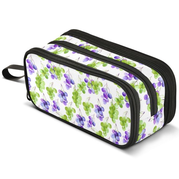 ALAZA Grapes Pencil Case Bag Large 3 Compartment Pen Pouch Holder Box Storage Organizer