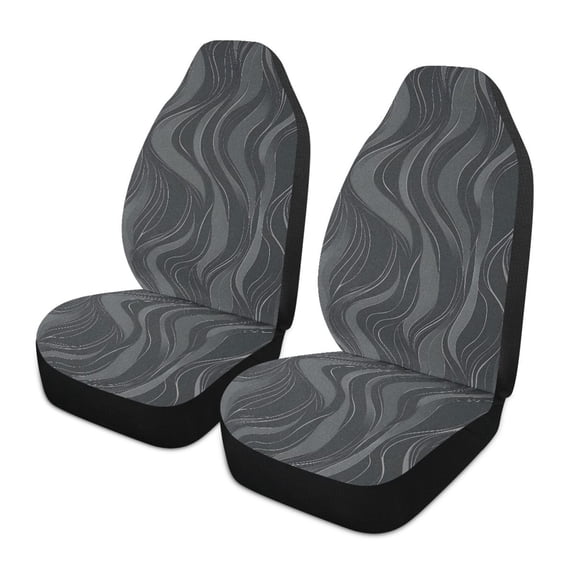 ALAZA Gray Wave Lines Car Seat Covers 2 PCs Universal Auto Front Seats Interior Protector