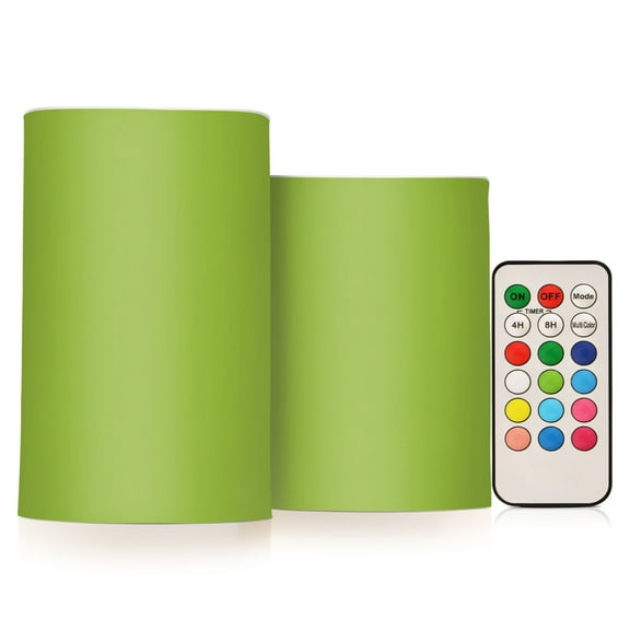 ALAZA Green 2 PCs LED Flickering Flameless Candles with Remote Timer Battery Operated Candle