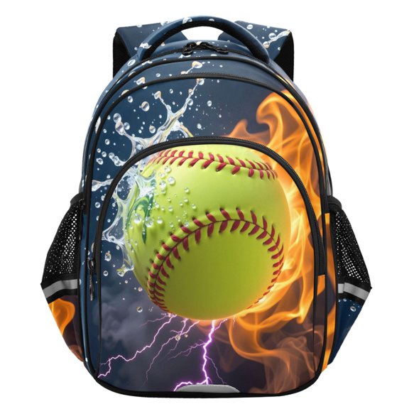 ALAZA Green Baseball Fire School Backpack Elementary Bag Student Bookbag Travel Rucksack