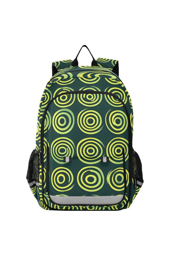 Green Circle Pattern Laptop Backpack Purse Travel Bag Casual School Bookbag Rucksack for Women Men