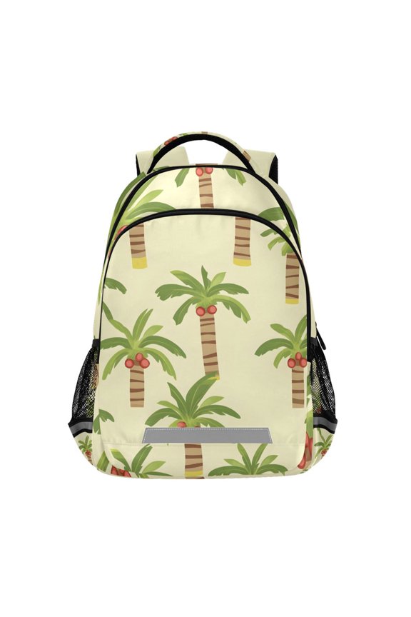Green Coconut Tree Backpack Elementary School Bag Bookbag Travel Rucksack