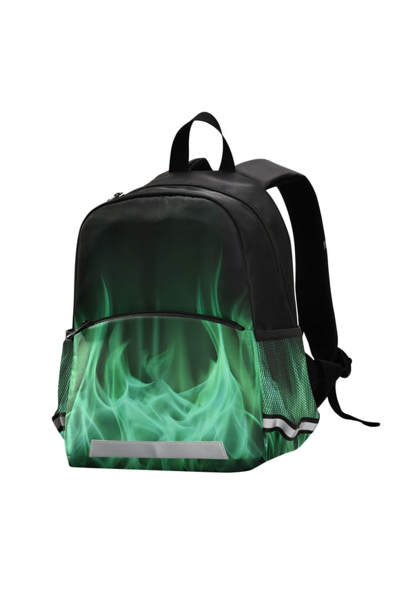 Green Flames School Backpack Elementary Student Bookbag