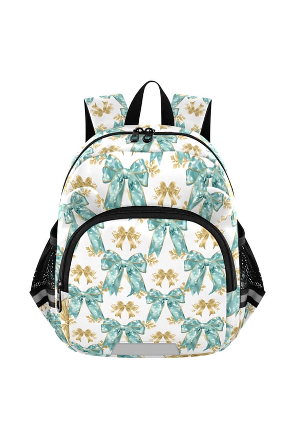 Green Gold Bows Mini Backpack School Bookbag Age 3-7 Medium