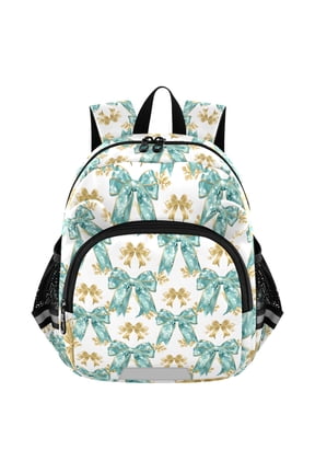Green Gold Bows Mini Backpack School Bookbag Age 3-7 Medium