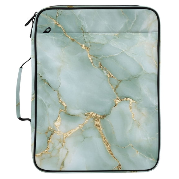 ALAZA Green Golden Marble Pattern Expanding Accordion File Folder 3 Ring Zipper Organizer Portable Document Binder Bag